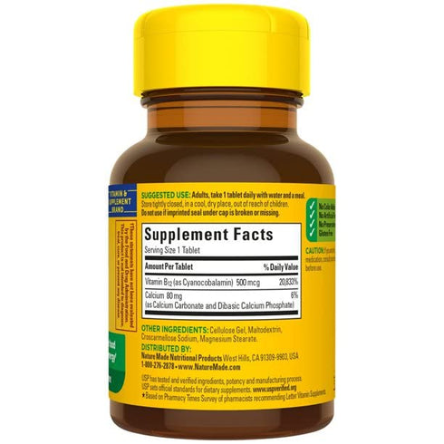 Nature Made Vitamin B-12 500 mcg Tablets, 100 ea, Pack of 2