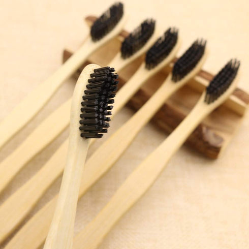 N-amboo Pack 6 Hard Toothbrush Bamboo Toothbrush for Adult Manual Toothbrsuh Hard Bristles