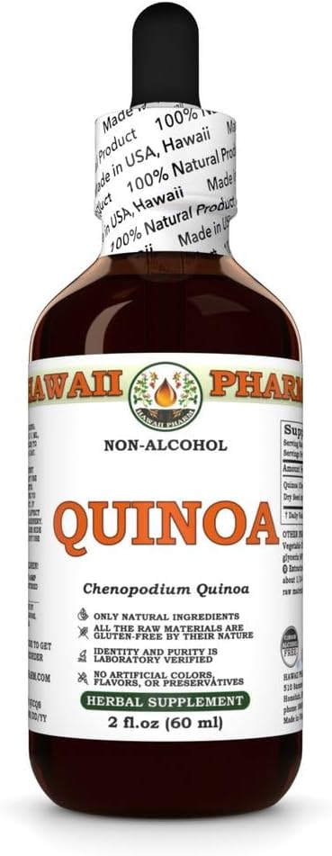 Hawaii Pharm Quinoa (Chenopodium Quinoa) Dry Seed Glycerite, All Natural, Vegan, Lab Tested Alcohol-Free