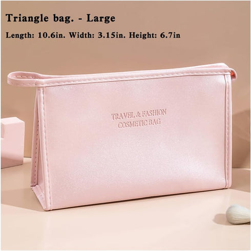 Makeup Bag Large Capacity, Waterproof Travel Cosmetic Bag for Women, Portable Toiletry Storage (Pink)