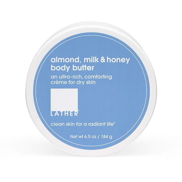 LATHER Body Butter - Almond, Milk & Honey Whipped Cream, 6.5 Oz Rich Daily Moisturizer for Deep Hydration