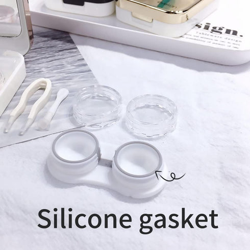 ofone Contact Lens Case, Two Pack Portable Travel Cases with Remover Tool, Tweezers, Mirror, Solution Bottle