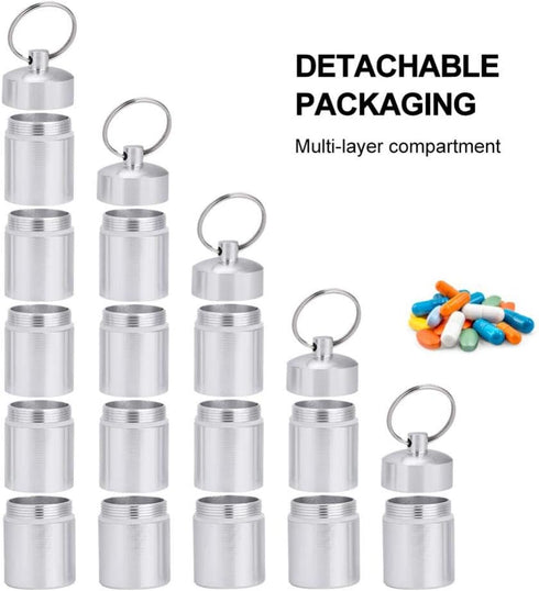 Drug Holder, Aluminum Alloy Waterproof Pill Key Chain Container with Key Ring for Outdoor Activities, Daily Use,