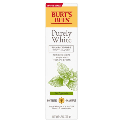 oz, 4.7 Burt's Bees, Toothpaste Fluoride Free Purely White Zen Peppermint, Ounce