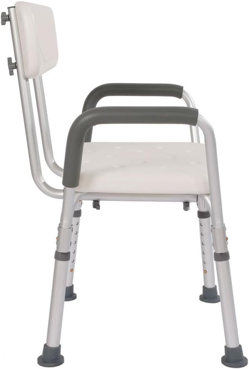 XIAOSENLIN 450lbs 6 White Shower Chair Shower Stool Bath Seat Chair Bathroom Chair with Back and Arms, Levels Height