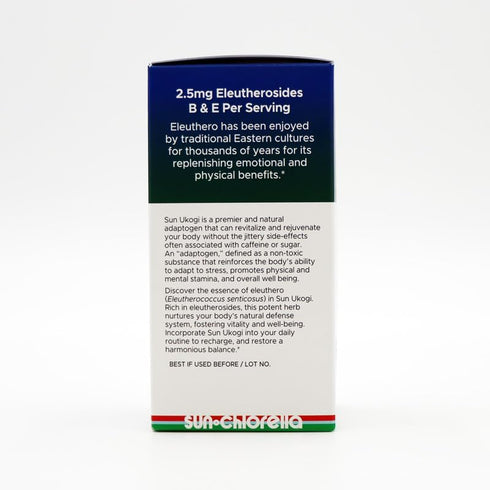 Sun Chlorella Organic Eleuthero Root 200 mg Supplement - Natural Adaptogen for Well Being & Endurance for Women & Men