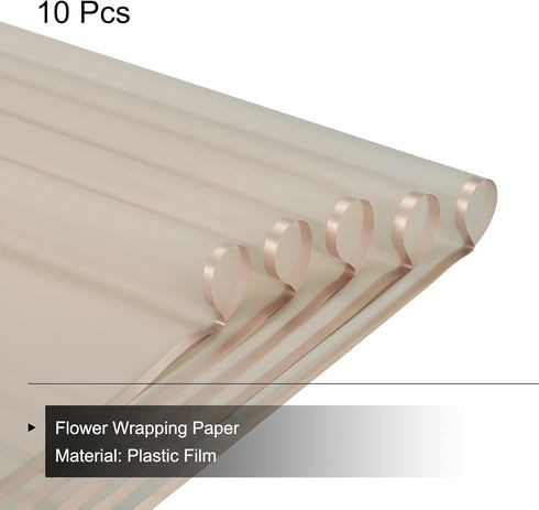 MECCANIXITY 10 Pcs Gold Edge Flower Wrapping Paper, Khaki 22.8x22.8 Inch Waterproof for DIY Crafts
