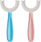 YOTEE U-Shaped Toothbrush Kids 2 PCS - Toddler Toothbrush with Soft Silicone Brush Head for Kids Age 6-12 (Blue+Pink)