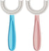 YOTEE U-Shaped Toothbrush Kids 2 PCS - Toddler Toothbrush with Soft Silicone Brush Head for Kids Age 6-12 (Blue+Pink)