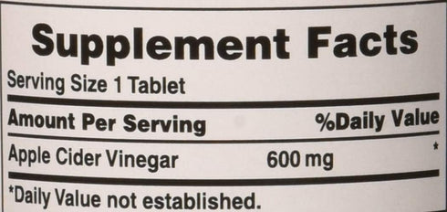 Puritan's Pride Apple Cider Vinegar 600 mg - Vegetarian Dietary Supplement, 200 Tablets (Packing May Vary)