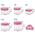 ZEJIA 10pcs Small Travel Containers - Pink Sample Containers with Screw Lids, 5 Sizes, 12pcs Labels, 2pcs Mini