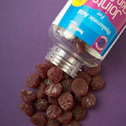 Hyalogic Hyaluronic Acid Gummies, Mixed Berry Flavor, 30 Count, Gluten-Free Gummy Vitamins for Joints, Skin & Eyes