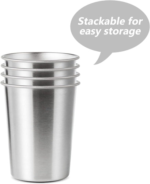 4Pack 6oz Small Stainless Steel Cups, BPA Free Healthy Metal Drinking Glasses for Kids (Silver, 170ml/6oz)