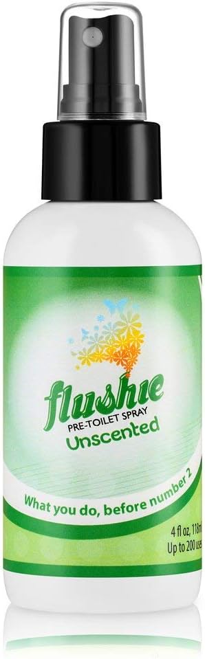 Flushie Pre-Toilet Spray, 8-Ounce Bottle, Bathroom Deodorizer, Perfect for Travel, Unscented, 1 Pack