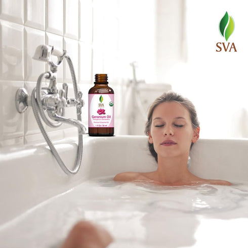 SVA Geranium Essential Oil Organic – 1 Fl Oz – 100% Natural Organic Geranium Oil for Diffuser, Hair Care, Face, Skin