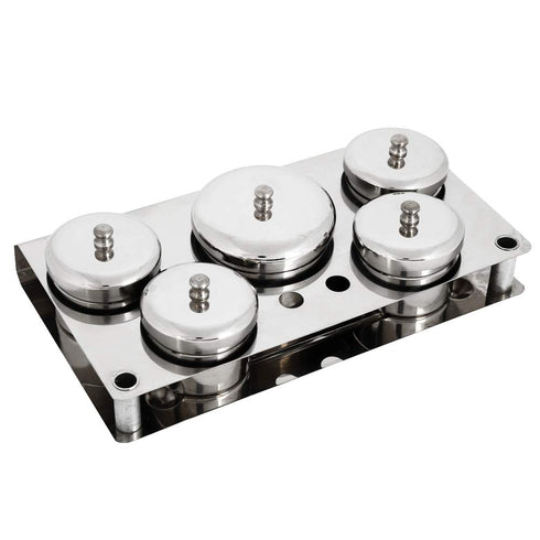Nail Art Tools, 5pcs Stainless Steel Disinfection Case for Mini Powder & Liquid Set, Compact Manicure Tools