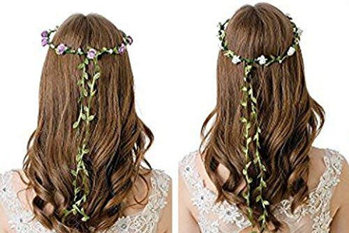 Kaptin 20 Pack Multicolor Flower Crown Headband - Women Girl Fashion Floral Garland for Festival, Wedding Party