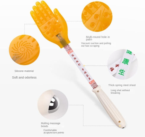 Pai Sha Board Multi-Function Pai Sha Board Silicone Five-Finger Meridian patting Small Yellow Hand Silicone Massage