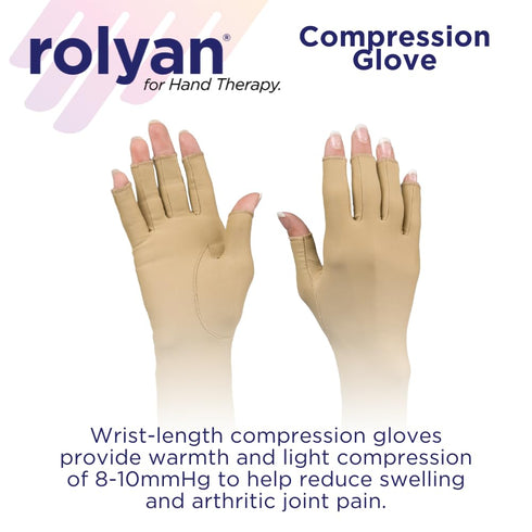 Rolyan Fingerless Compression Glove for Arthritis, Right Hand, Small, Open Finger