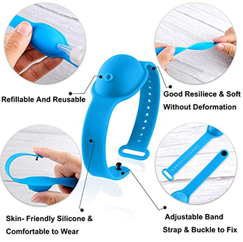 Kikiflower (3 Pack) Hand Sanitizer Bracelet for Kids and Adults, Wristband Hand Sanitizer Dispenser,Portable Travel