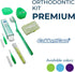Orthodontic Oral Care Kit for Braces, Includes Toothbrush, Dental Floss, Wax, and Travel Case (Green)