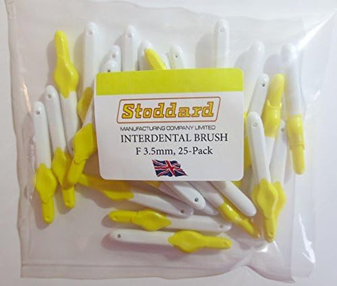 25 Stoddard ICON Interdental Brushes, Value Pack, Extendable Handles, Four Sizes for Oral Hygiene, Yellow 0.7 mm