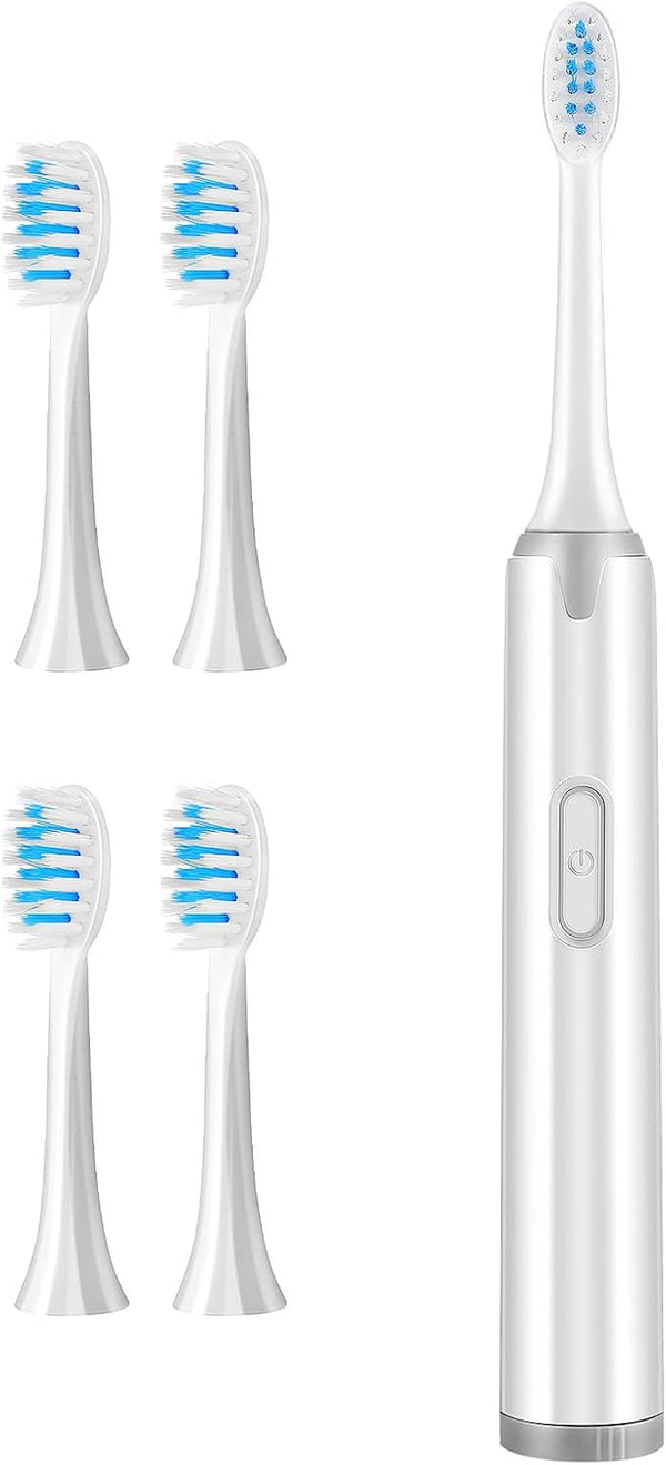 HAMPPLIES Adult Waterproof Sonic Electric Toothbrush with Soft Bristles, Non-Rechargeable Battery-Powered Tooth Cleaning