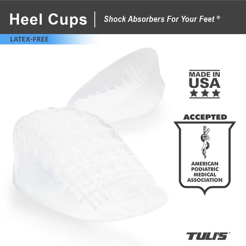 Tuli's Heavy Duty Gel Heel Cups, Regular, 1 Pair for Shock Absorption and Heel Pain Relief