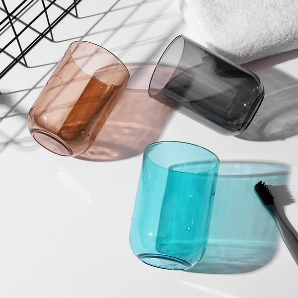 Namzi 2 pcs,1.77 1.77 4inch,Reusable,Simple Brown Translucent Mouthwash Cups * * Design