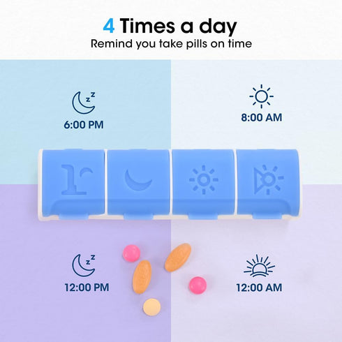 Lit-Pack 7-Day 2-3-4 (4 Weekly Pill Organizer, Medicine Box, Times Daily, Black Leather Travel Case Compartment)
