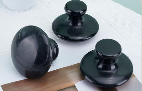 Set 2 Natural Bian Stone Massage Stones - of Mushroom-Shaped Hot Rocks