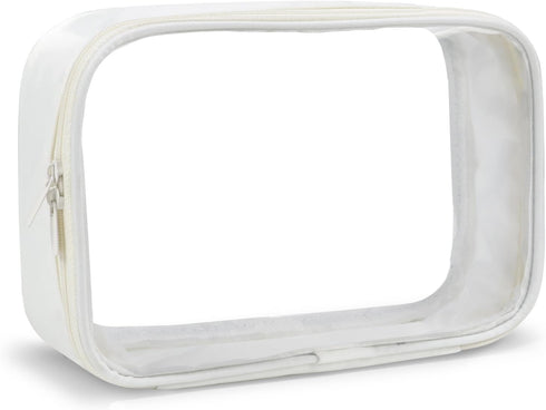 Moyad Clear Toiletry Bag, TSA Approved Makeup Bags for Travel (Beige, 1 Pack)
