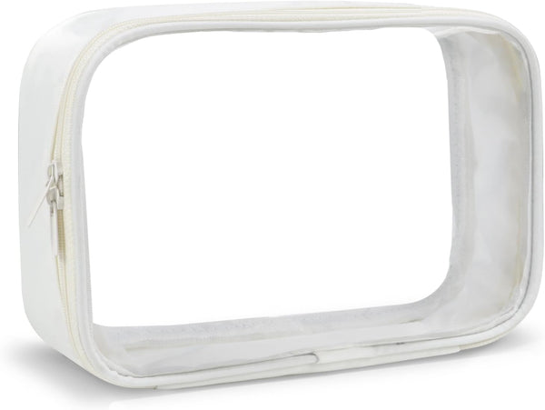 Moyad Clear Toiletry Bag, TSA Approved Makeup Bags for Travel (Beige, 1 Pack)