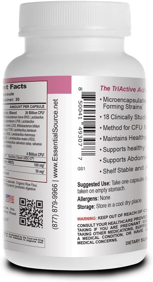 Triactive Biotics for Women - Probiotics with 18 Strains, Organic VitaFiber Prebiotic & Cranberry for Digestive Support