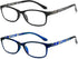 EYEURL Computer Blue Light Blocking Glasses 2 Pack, Fashion Rectangular Eyeglasses Frame for Women Men