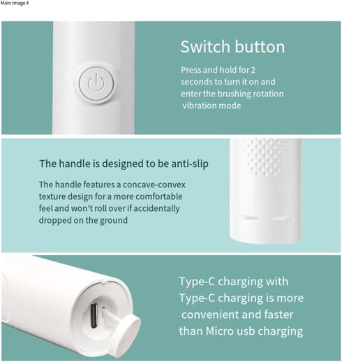 Vulpura 360 Rotating Head Electric Toothbrush - USB Charging, Soft Bristles
