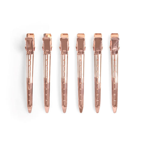 Kitsch Professional Alligator Clips for Hair Styling – 3.5" Aluminum Hair Sectioning Clips, Rose Gold, 6 Pcs