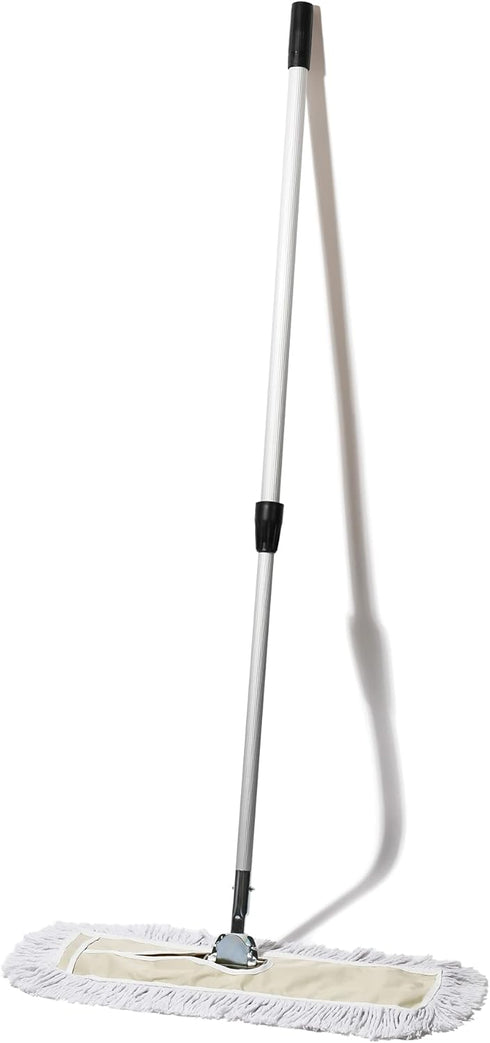 Commercial Dust Mop & Floor Sweeper, 24 in. Dust Mop for Hardwood Floors, Extendable Mop Handle, Cotton Reusable Dust