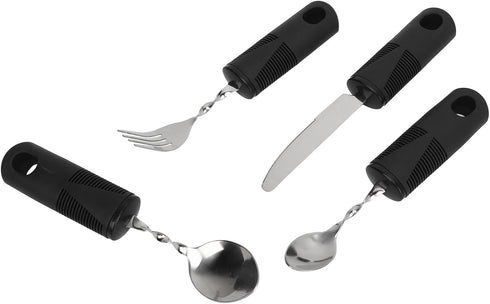 Weighted Utensils Set for Parkinsons Patients, Adaptive Silverware for Hand Tremors, 4Pcs Spoon Fork Knife Built Up