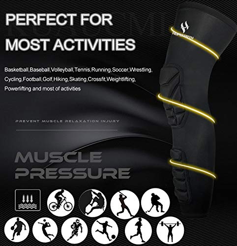Knee Calf Compression Leg Sleeve, 2 Pack Padded Shin Protective Support