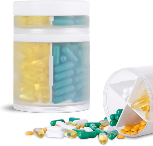 Extra Large Supplement Organizer and Portable Pill Case with 8 Compartments, Double Layers for Monthly Vitamins
