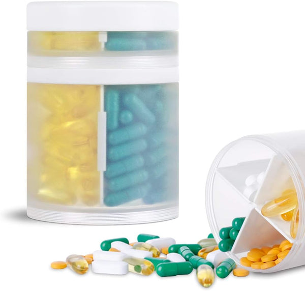 Extra Large Supplement Organizer and Portable Pill Case with 8 Compartments, Double Layers for Monthly Vitamins