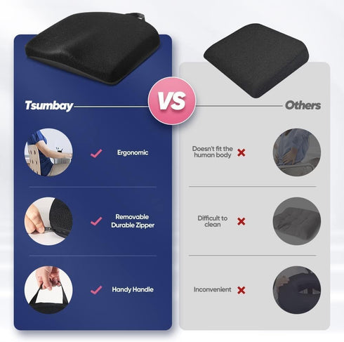 (16.9x15), Tailbone Tsumbay Firm Support Coccyx Cushion for Office Chair - Orthopedic Memory Foam, Standard Size Pain
