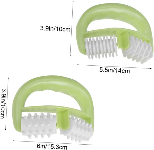 Set 2 of Ergonomic Green Hand Rollers for Muscle Relief and Recovery