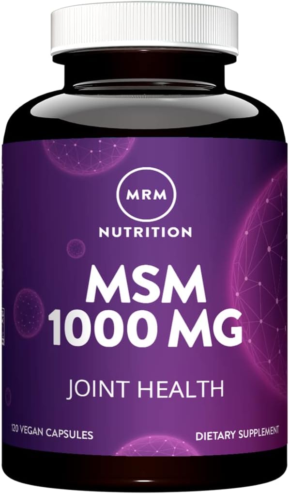 MRM Nutrition MSM 1000mg, Methyl-sulfonyl-methane capsules for Joint Health, Hair + Skin + Nails, Vegan, 120 servings