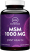 MRM Nutrition MSM 1000mg, Methyl-sulfonyl-methane capsules for Joint Health, Hair + Skin + Nails, Vegan, 120 servings