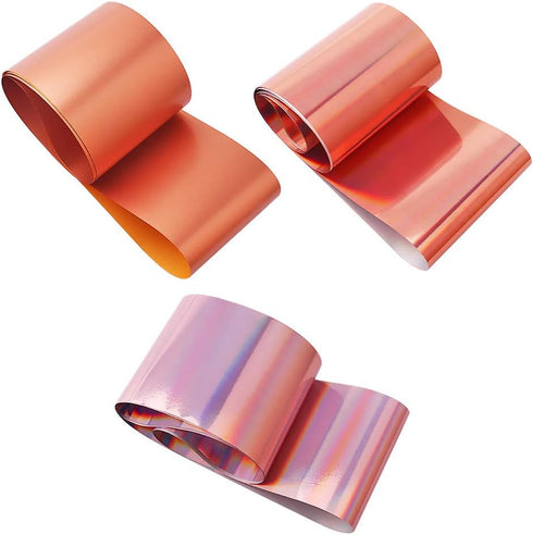 SILPECWEE 10 Rolls Gold Rose Gold Flakes, Metallic Nail Transfer Foils for Nail Art Stickers