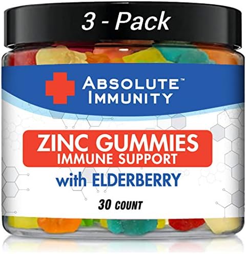 Absolute Immunity ZINC and Elderberry Gummies - 30ct 3 Pack for Immune System Health - Adults and Kids