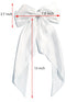 White Hair Bow for Women - 2pcs Large Satin Hair Bows for Hair Clips with Long Tail