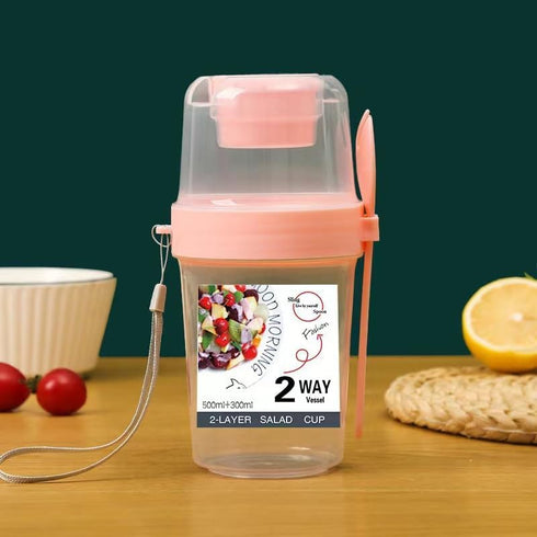 Rongrongs store Breakfast salad cup, Mason cup, carry-on portable fruit and vegetable snack cup,